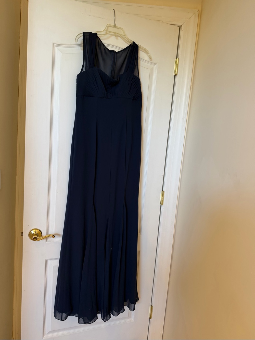 Monique Lhuillier Bridesmaids Navy Blue Full Length Evening Gown Size 10